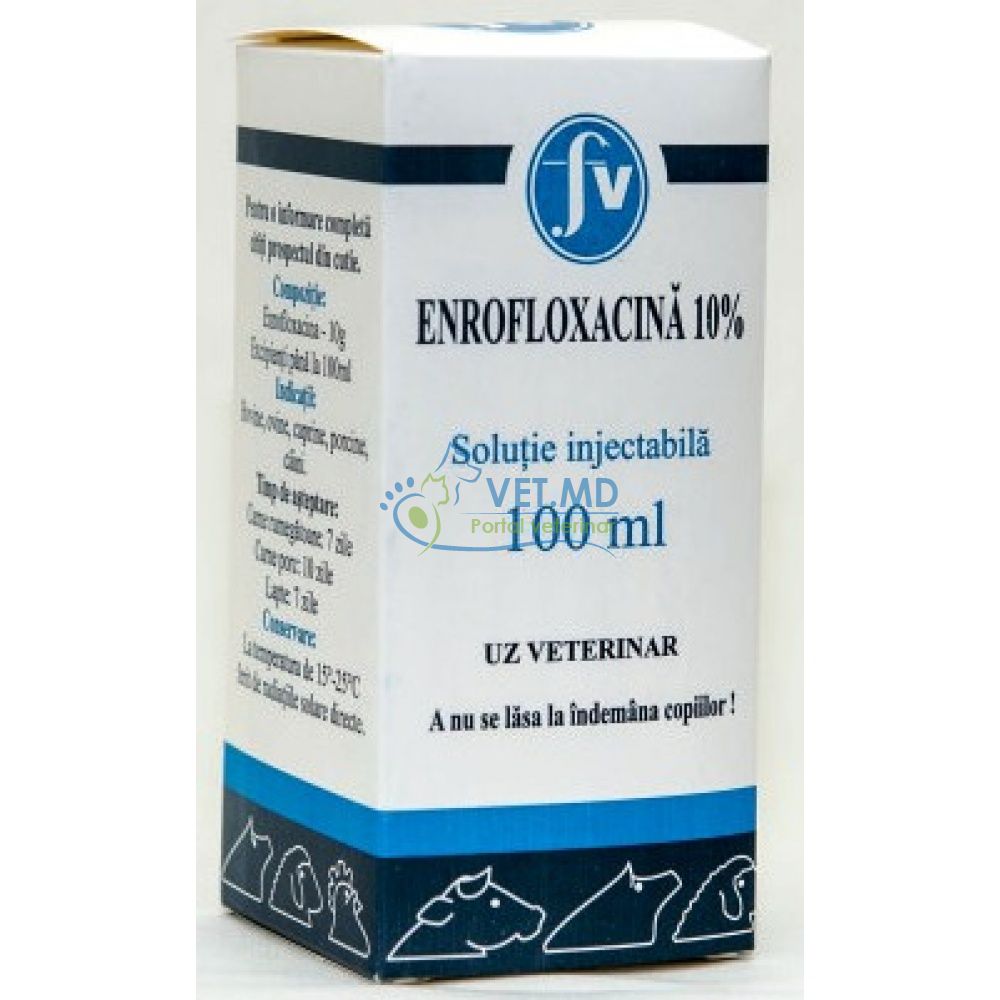 Enrofloxacină 10% solutie injectabilă 100ml